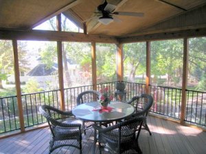 Kansas City Screened Porch inside tongue and groove ceiling
